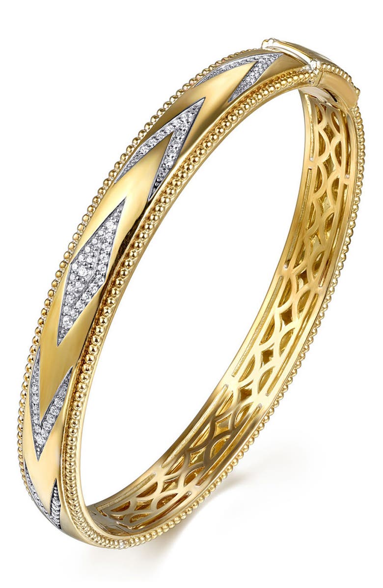 Gabriel & Co. Bujukan Diamond Chevron Pattern Bangle, Alternate, color, Gold