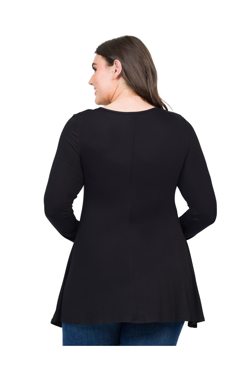 24seven Comfort Apparel Poised Long Sleeve Swing Tunic Top, Alternate, color, Black