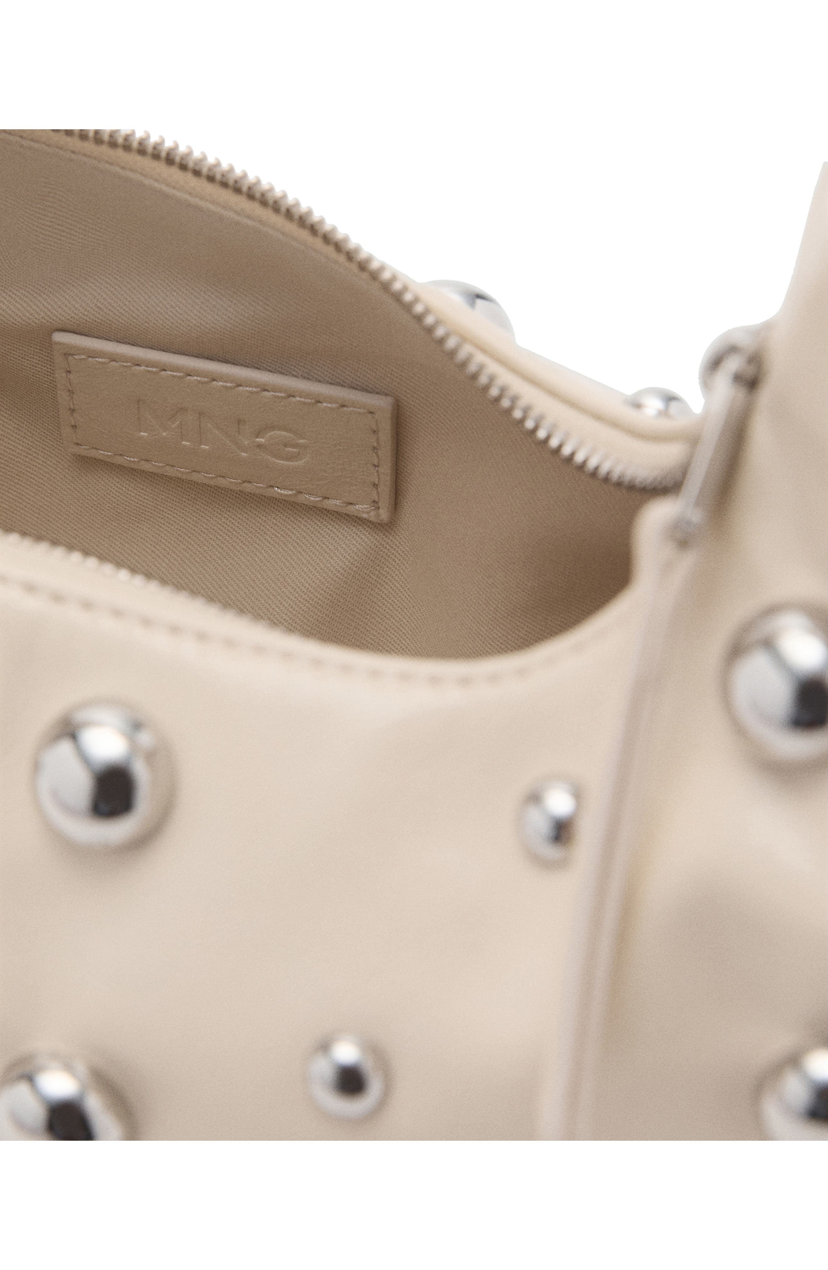 MANGO Stud Detail Shoulder Bag, Alternate, color, Off White