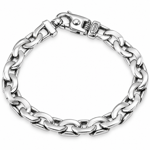 Braccio Men's 36 Gram Designed Link Solid Silver Bracelet 8.5"