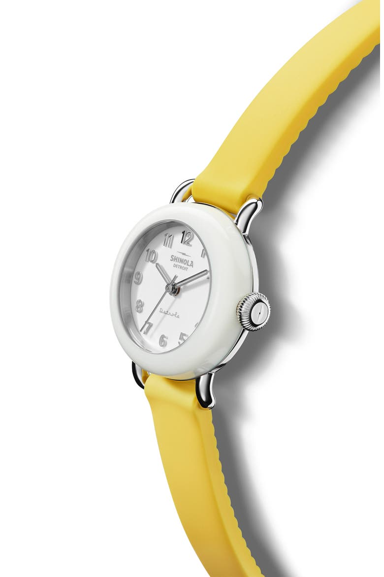 Detrola Pee Wee Silicone Strap Watch, 25mm, Alternate, color, WHITE/ YELLOW