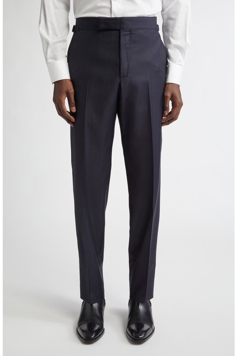 O'Connor Herringbone Stripe Wool & Silk Suit, Alternate, color, NAVY