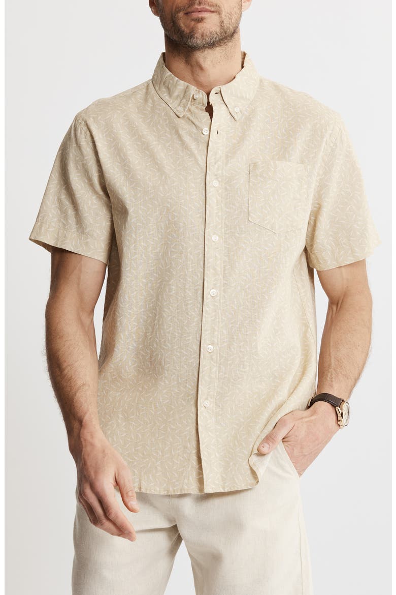 Cotton & Linen Short Sleeve Shirt, Main, color, BEIGE