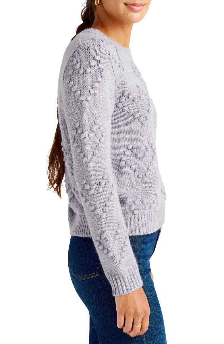 Splendid Daphne Pom Heart Crewneck Sweater, Alternate, color, Frosty Lilac