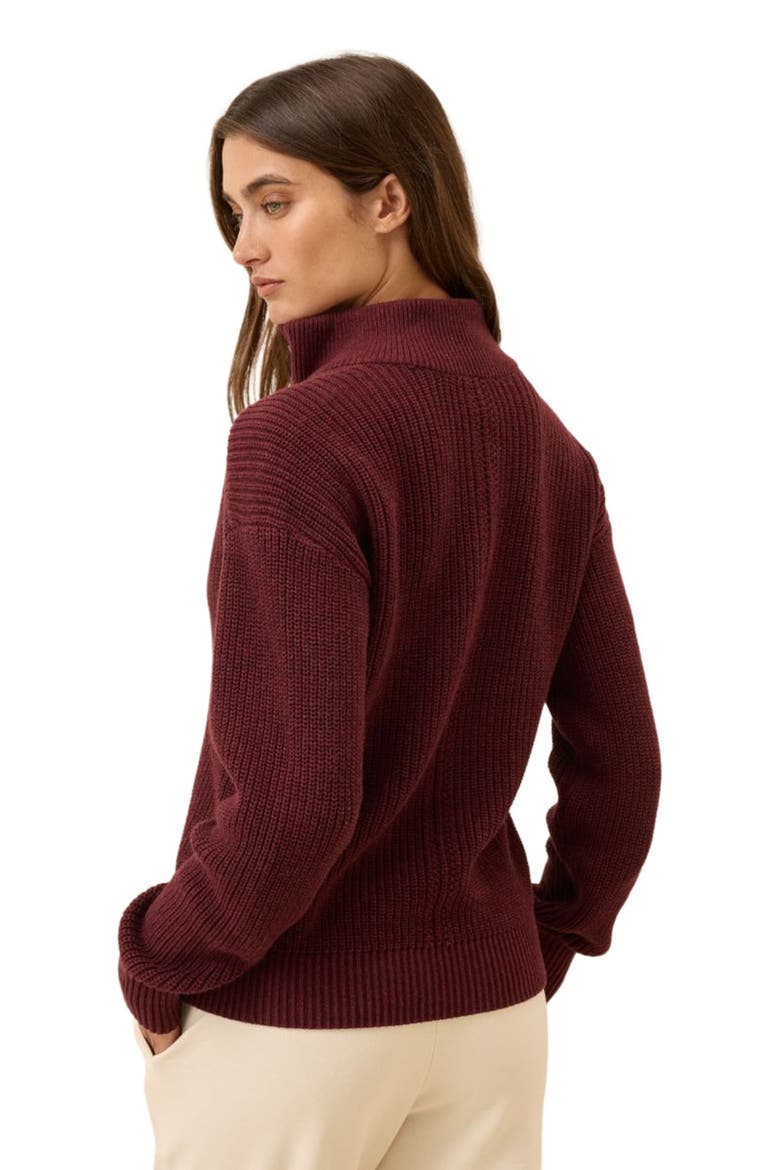 Luxe Knit Henley Sweater, Alternate, color, Ruby Heather