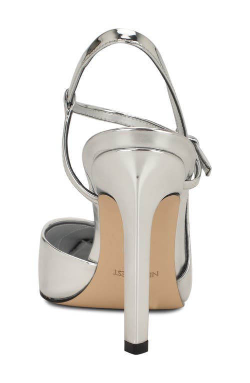 Nine West Franka Ankle Strap Pointed Toe Pump In Silver