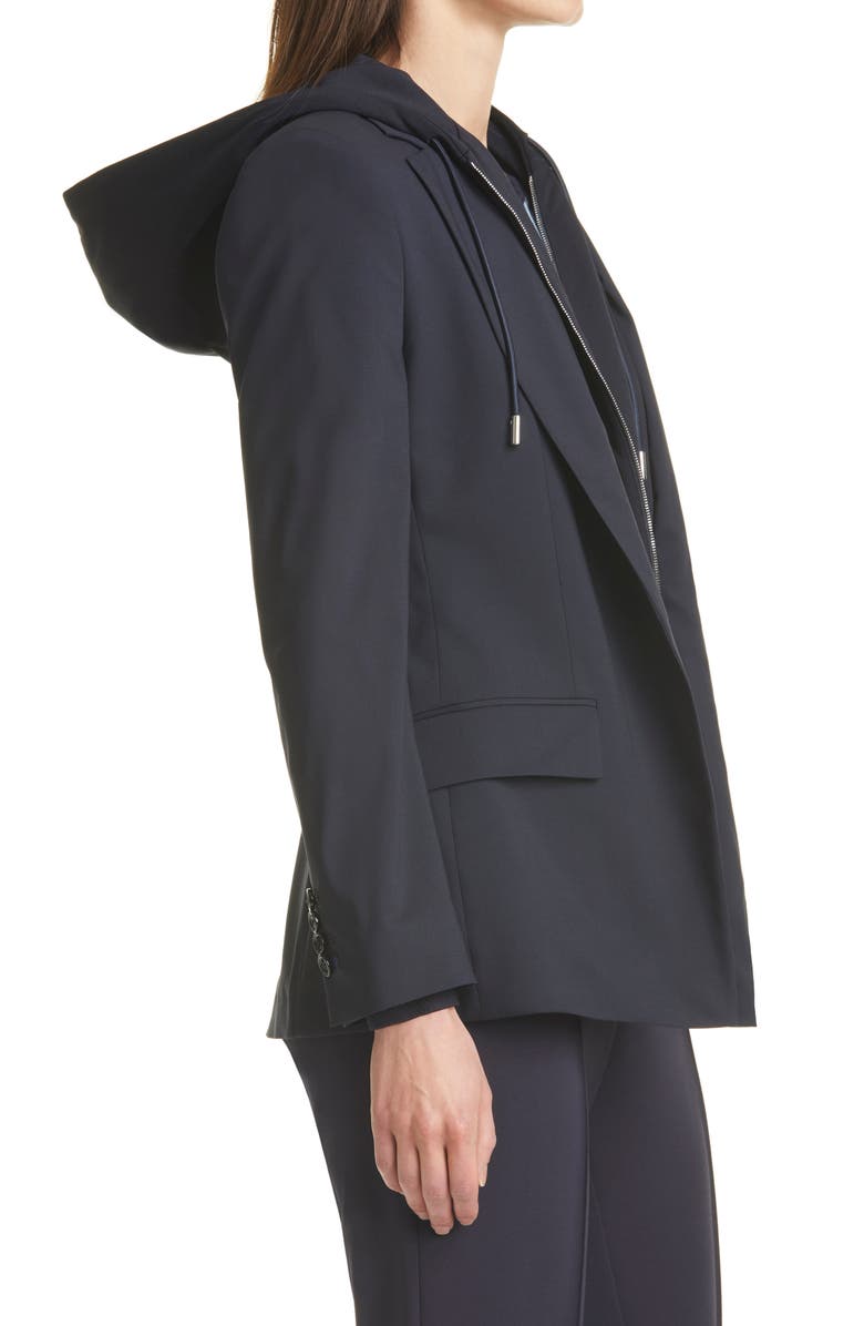 BOSS Joanita Mixed Media Hooded Blazer, Alternate, color, Midnight