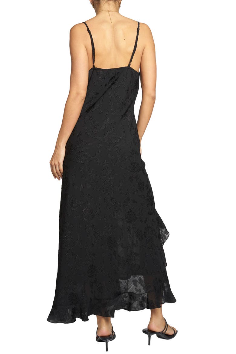 Brocade Ruffle Dress, Alternate, color, BLACK
