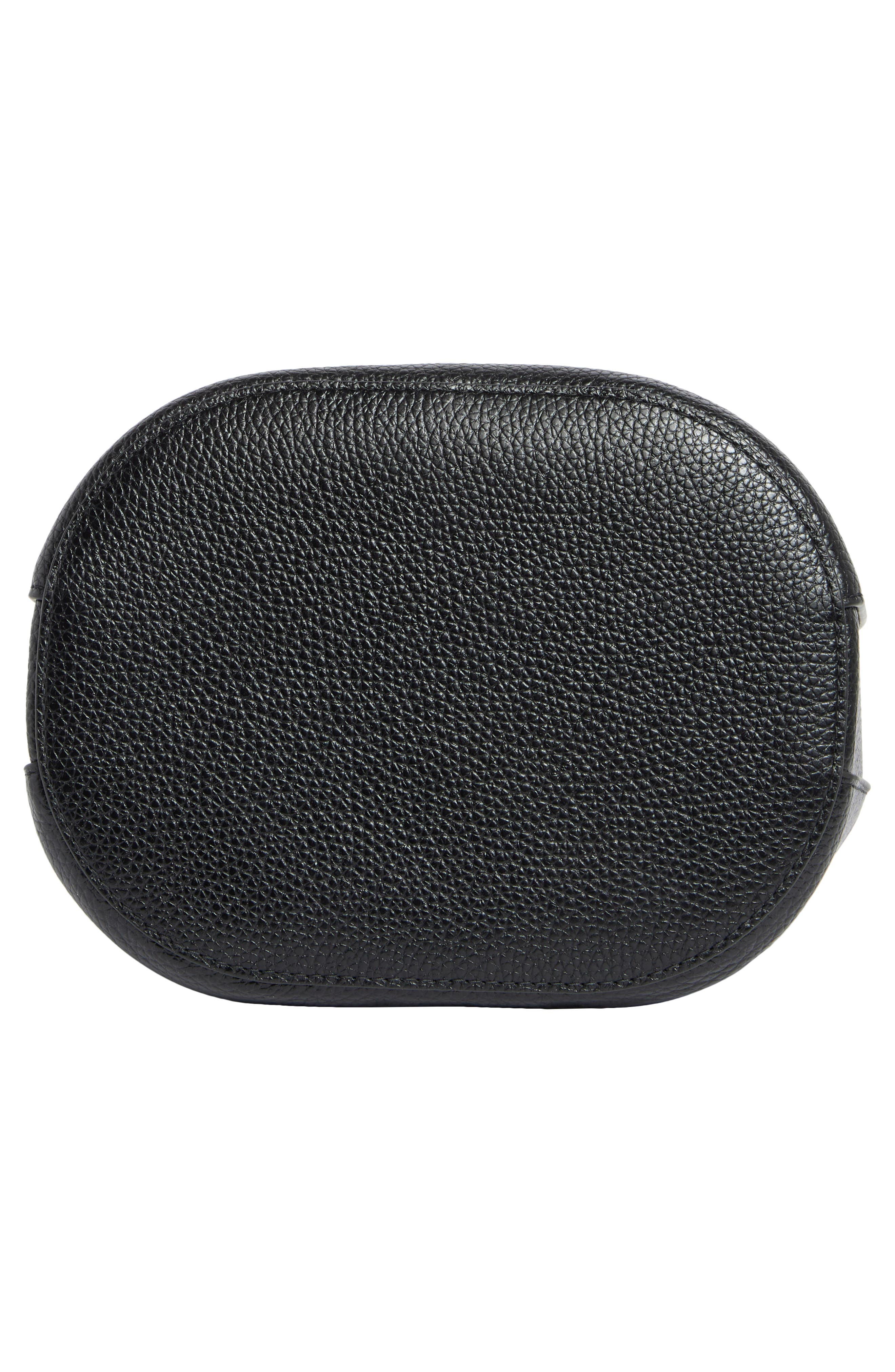 Furla Aura Mini Drawstring Leather Bucket Bag, Alternate, color, Nero