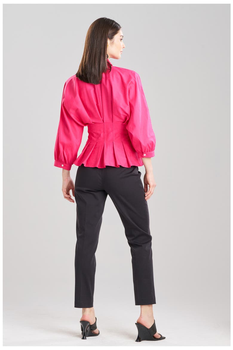 Cotton Silk Slub Pleated Shirt, Alternate, color, PINK