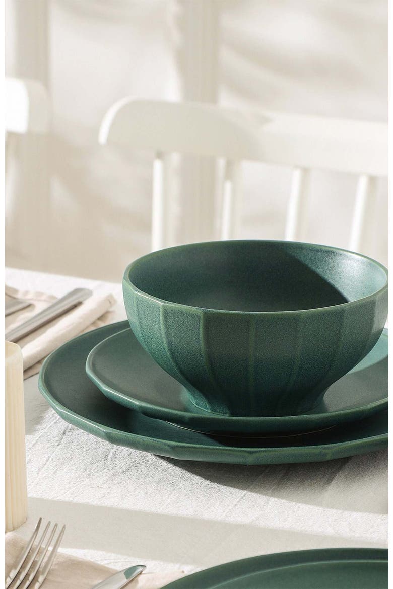Rio Stoneware 12-Piece Dinnerware Set, Alternate, color, Green