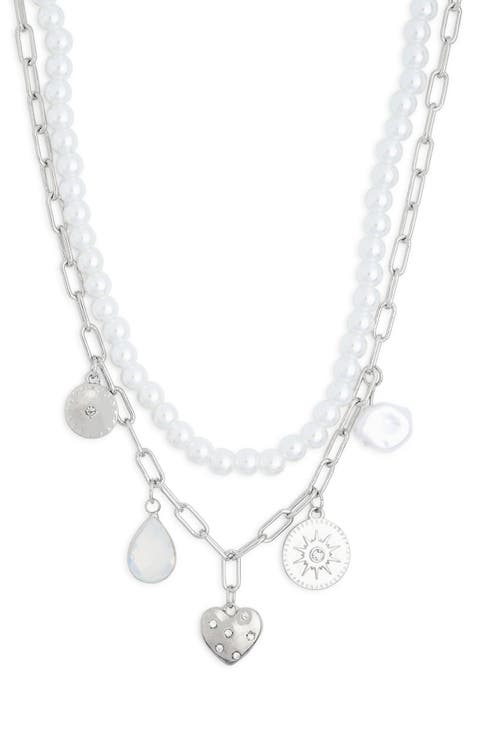 Layered Chain Link Charm Necklace