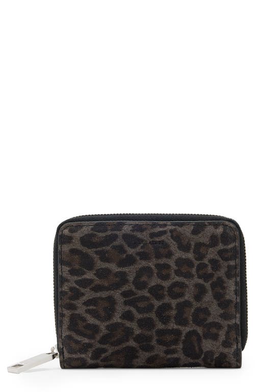 Allsaints Lena Hex Leather Zip Wallet In Black