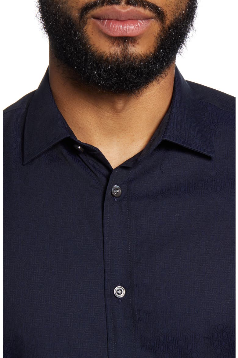Trim Fit Dress Shirt, Alternate, color, NAVY