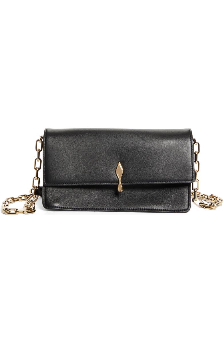 Christian Louboutin Bettina Leather Shoulder Bag, Main, color, Black/ Gold