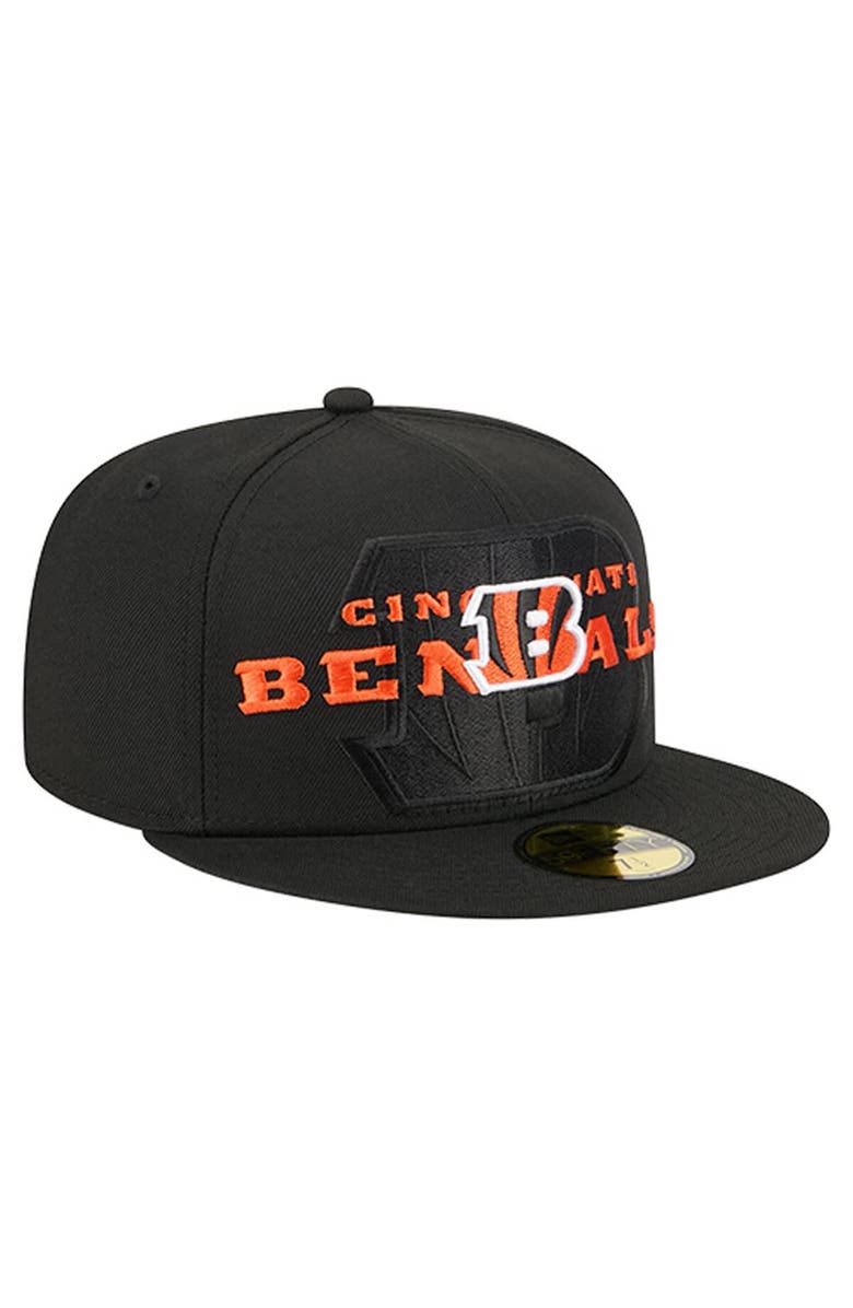 New Era Men's New Era  Black Cincinnati Bengals Overlap Wordmark 59FIFTY Fitted Hat, Alternate, color, Black
