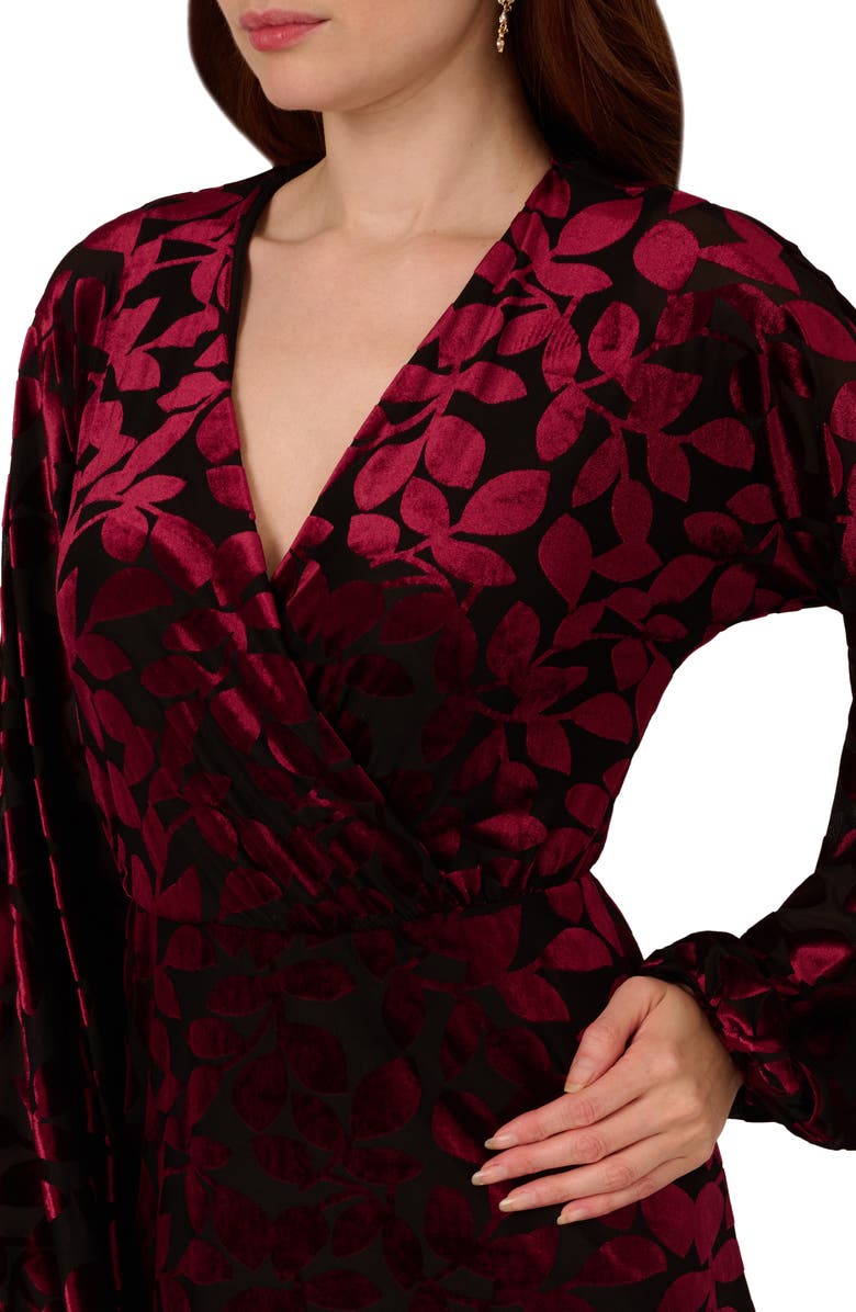 Adrianna Papell Long Sleeve Velvet Burnout Dress, Alternate, color, 