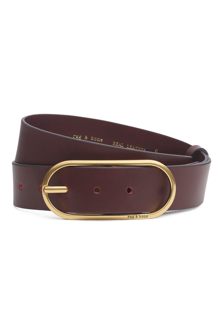 Rounded Rebound Leather Belt, Main, color, WHSKY