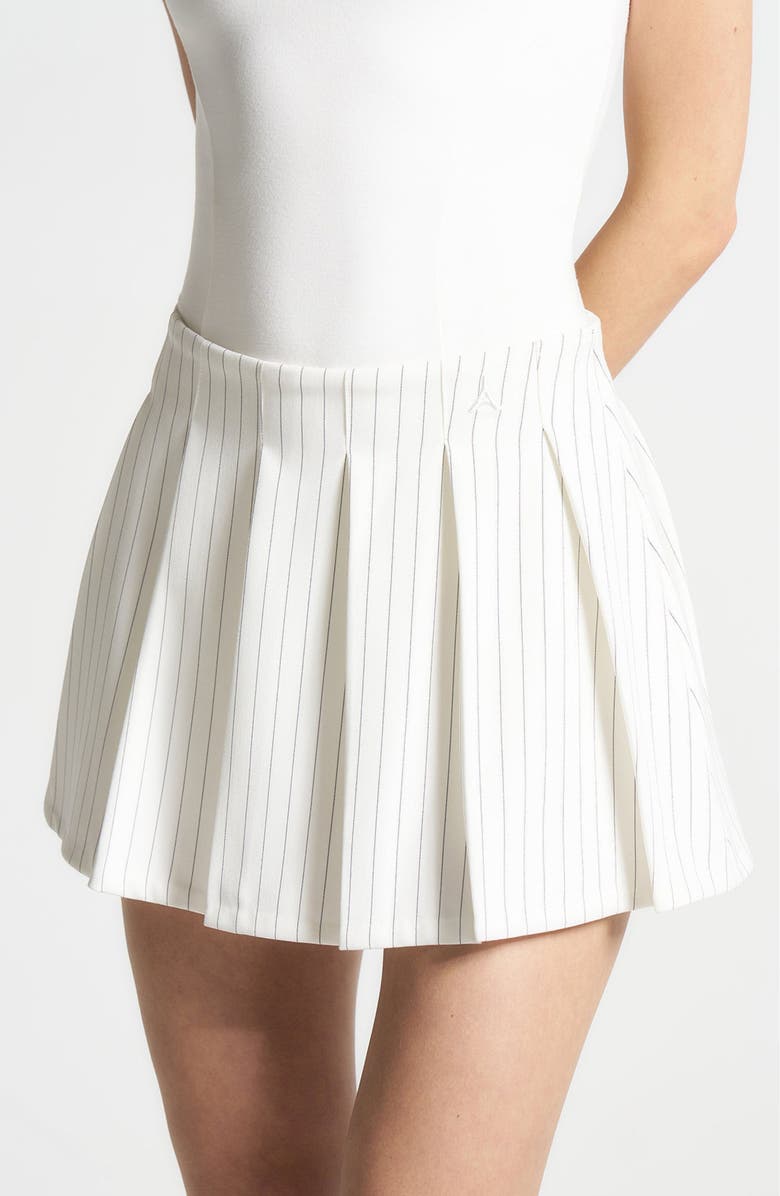 Manière De Voir Rina Pinstripe Pleated Skort, Alternate, color, White