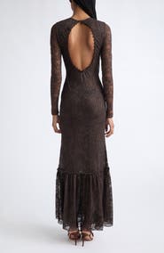 Etro Long Sleeve Lace Jersey Maxi Dress