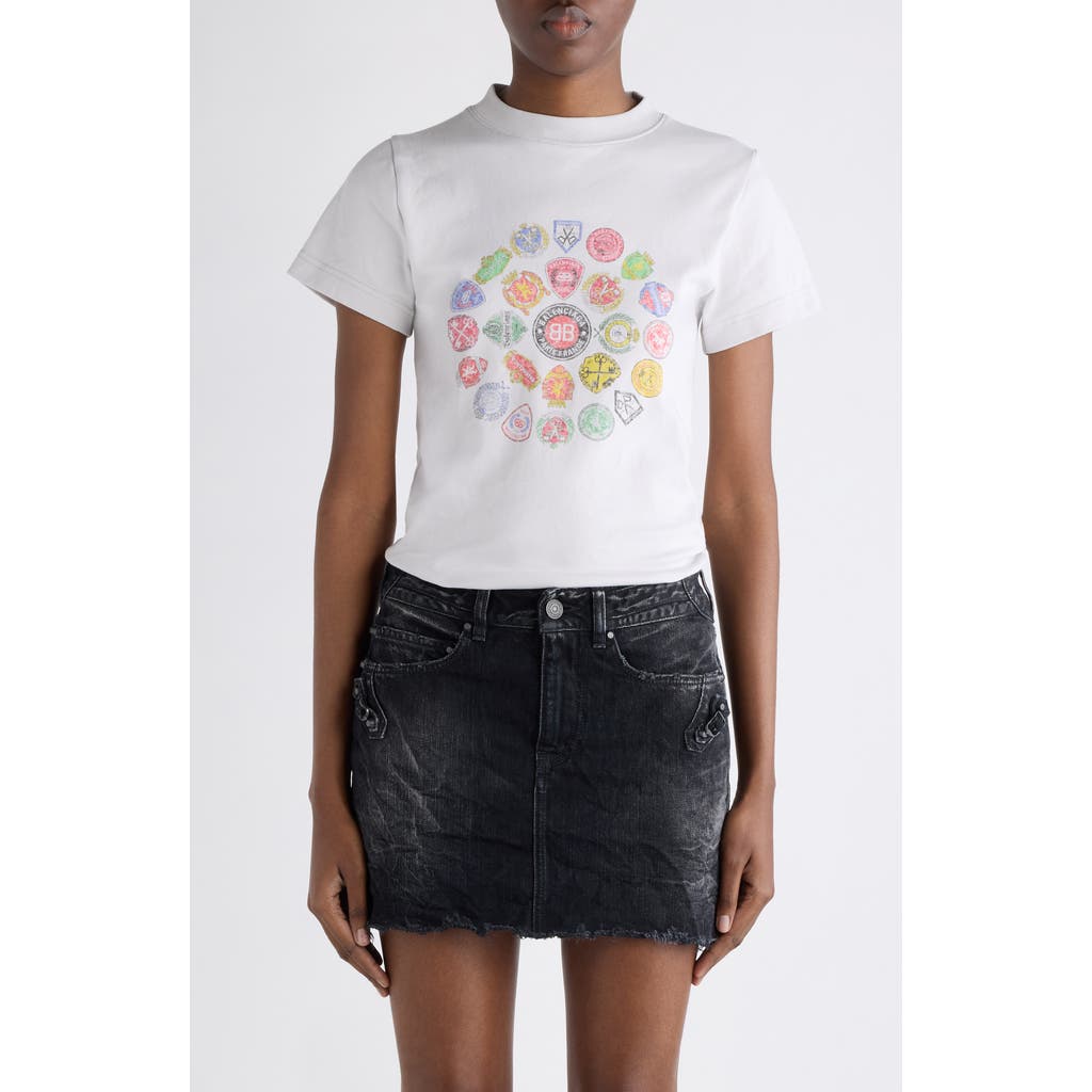 Balenciaga Women Graphic Logo Crew Neck T-shirt In White