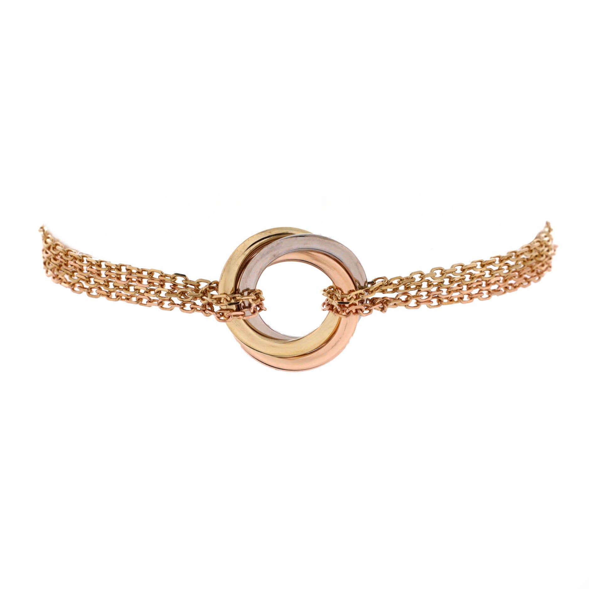 Trinity 4 Chain Bracelet 18K Tricolor Gold, Main, color, Metallic Gold