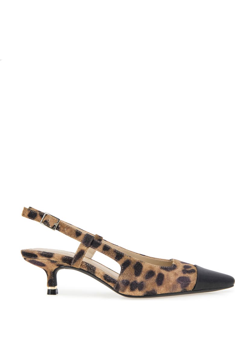 Kenneth Cole Martha Slingback Cap Toe Kitten Heel Pump, Alternate, color, Leopard Suede