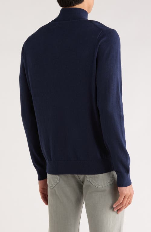 14th & Union 14th And Union Cotton Cashmere Quarter Zip Trim Fit Sweater In Blue