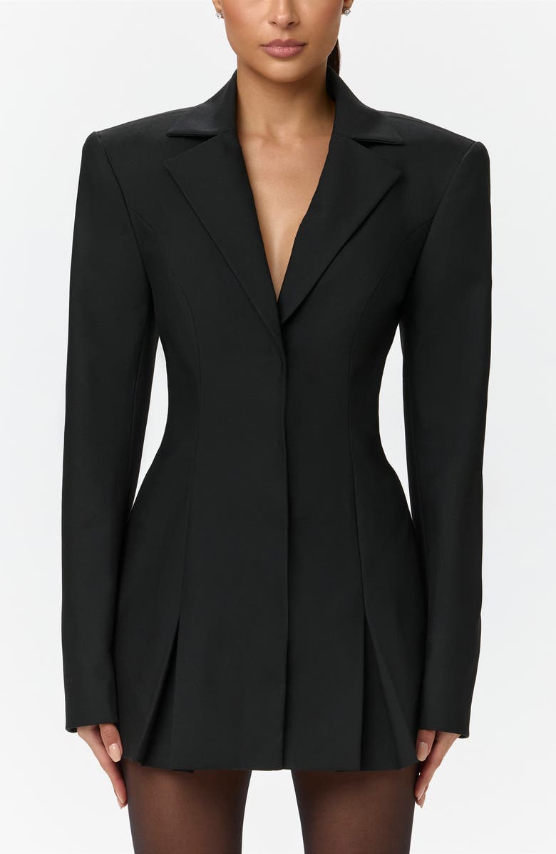 Naked Wardrobe Pleated Long Sleeve Suiting Blazer Minidress, Alternate, color, 