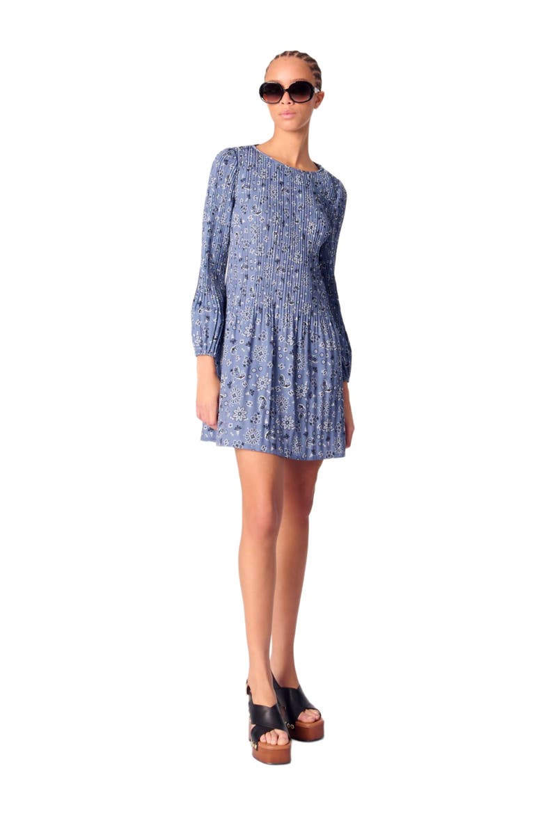 Patterned pleated dress, Main, color, Blue bandana print