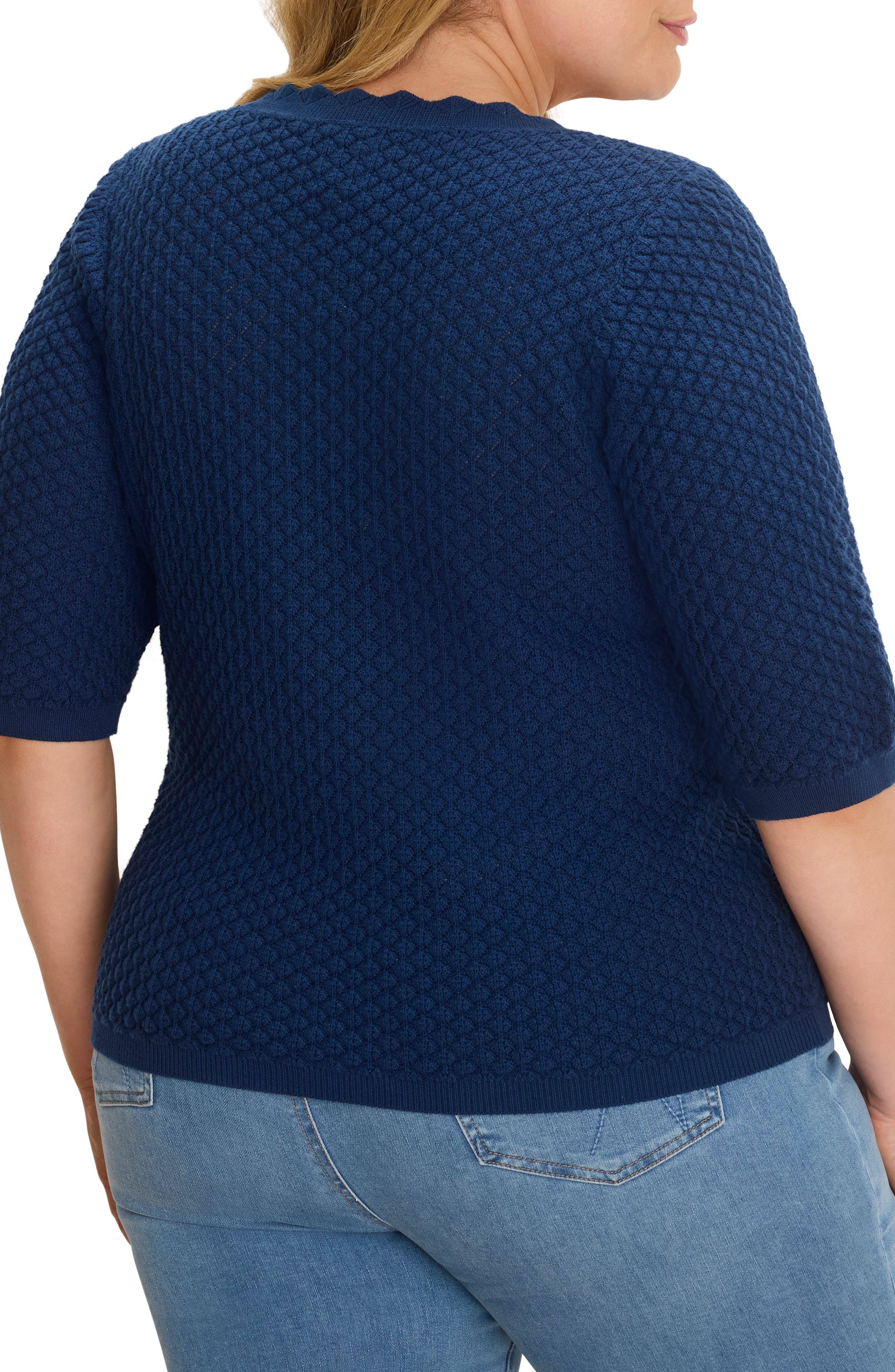 NIC+ZOE Scallop Texture Short Sleeve Sweater (Women) | Nordstrom