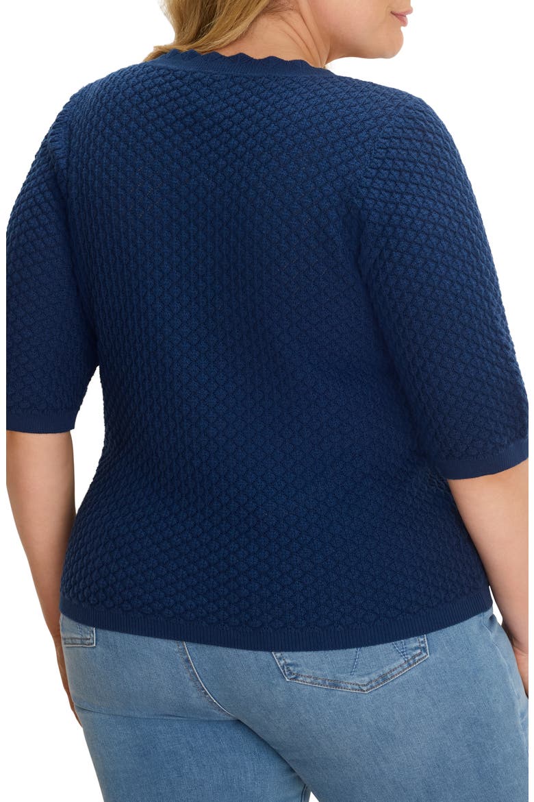 Scallop Texture Short Sleeve Sweater, Alternate, color, RICH INDIGO