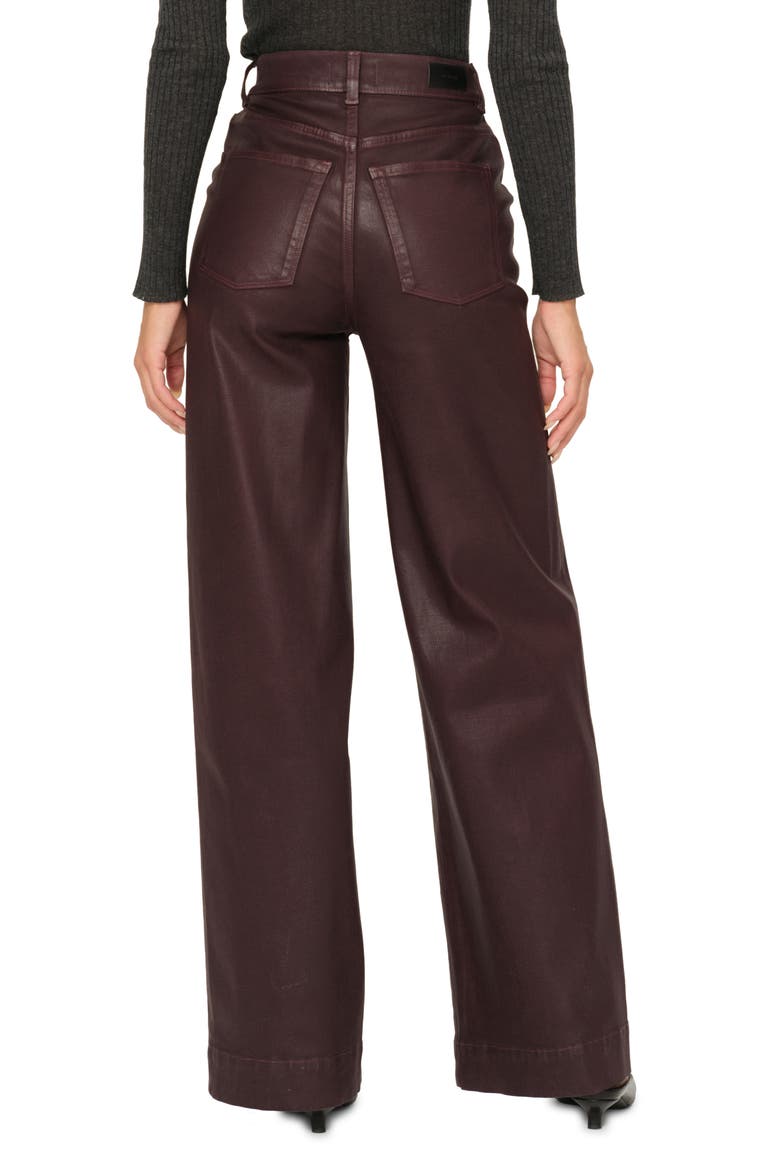 Hepburn Wide Leg High Rise Coated Jeans, Alternate, color, MULBERRY