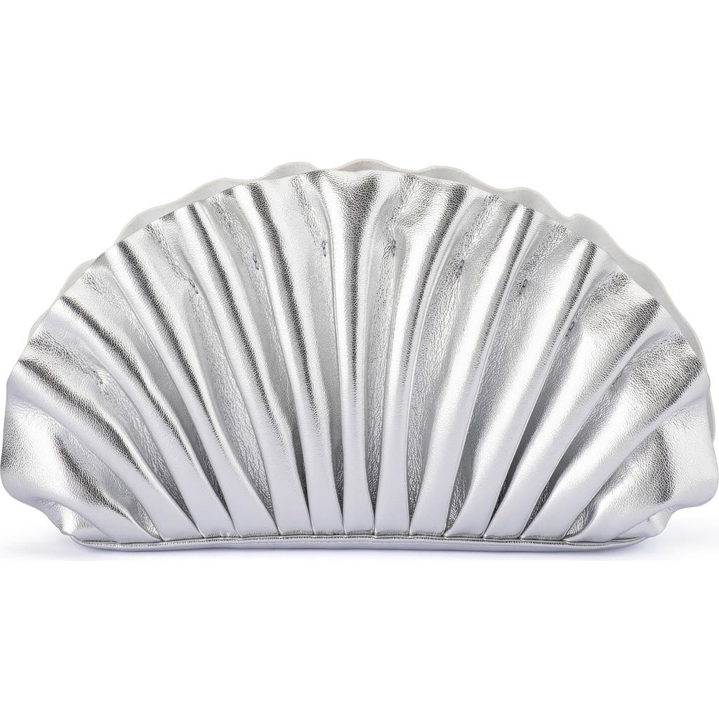 Olga Berg Hollie Pleated Faux Leather Frame Clutch in Silver at Nordstrom