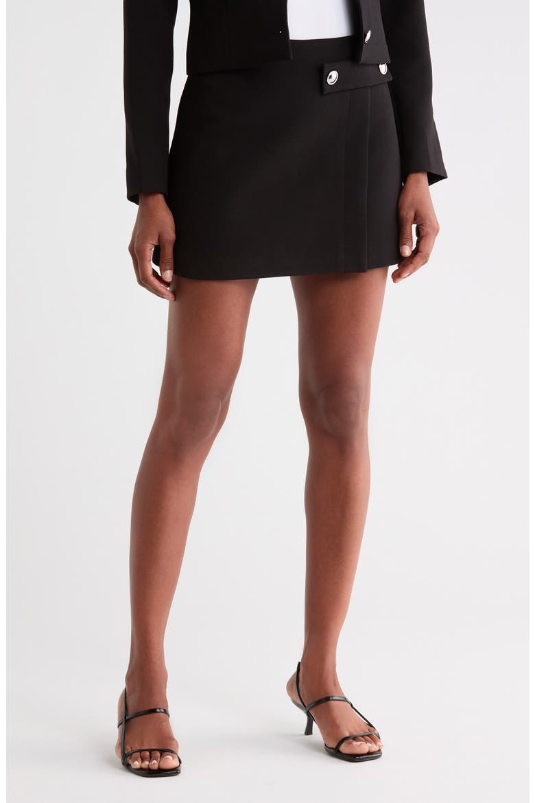 Buttoned Mini Skirt, Main, color, BLACK