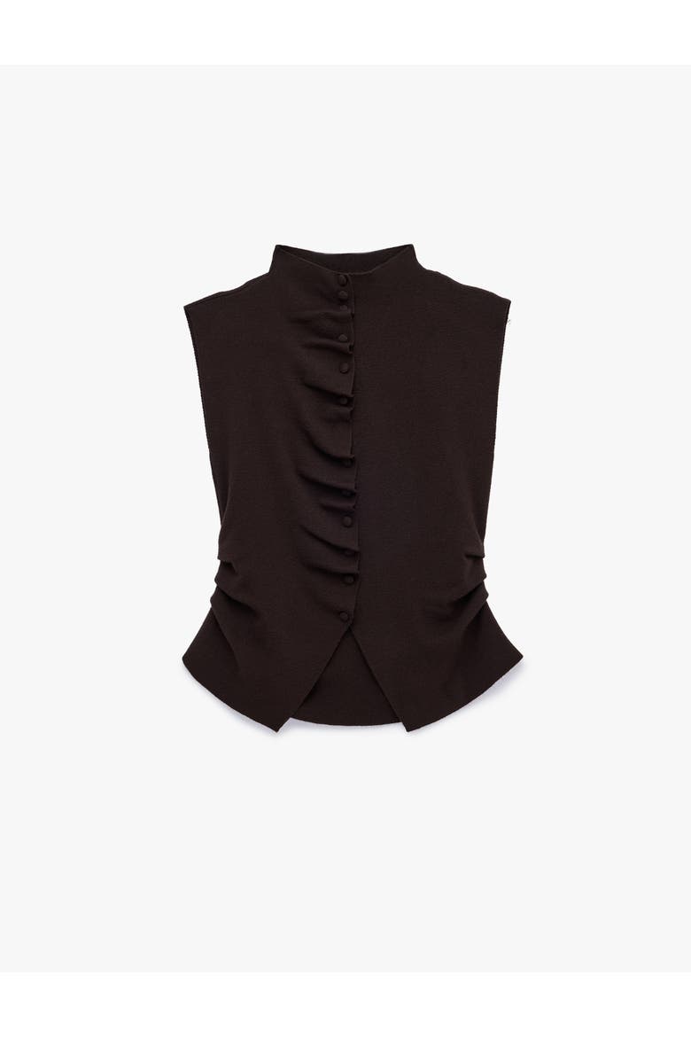 High Neck Knit Vest, Alternate, color, BROWN