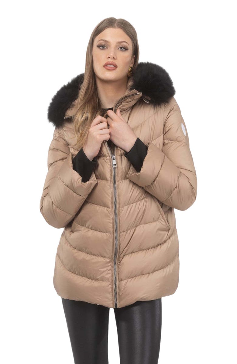 GORSKI Apres-Ski Jacket With Detachable Toscana Hood Trim, Main, color, Camel/Black