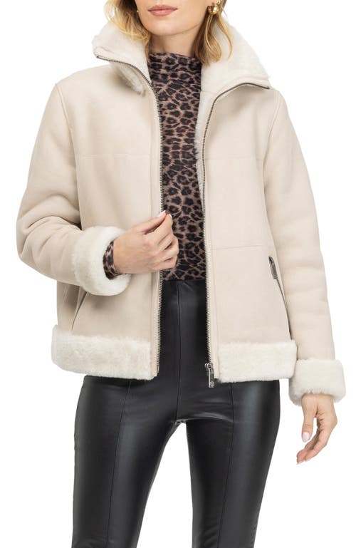 Gorski Merino Shearling Lamb Zip Jacket In Neutral