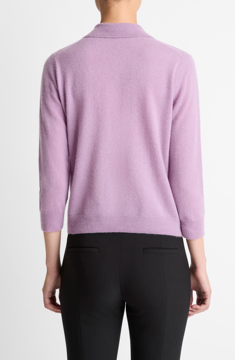 Vince Cashmere & Silk Long Sleeve Polo Sweater, Alternate, color, Mulberry