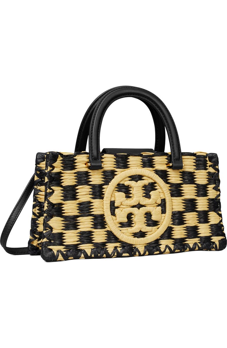 Tory Burch Ella Woven Satchel, Alternate, color, Black / Natural