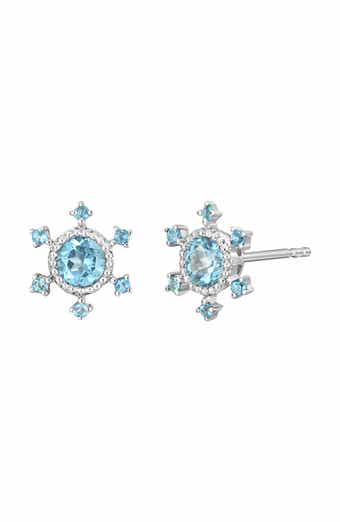 14K White Gold London Blue Topaz Stud Earrings