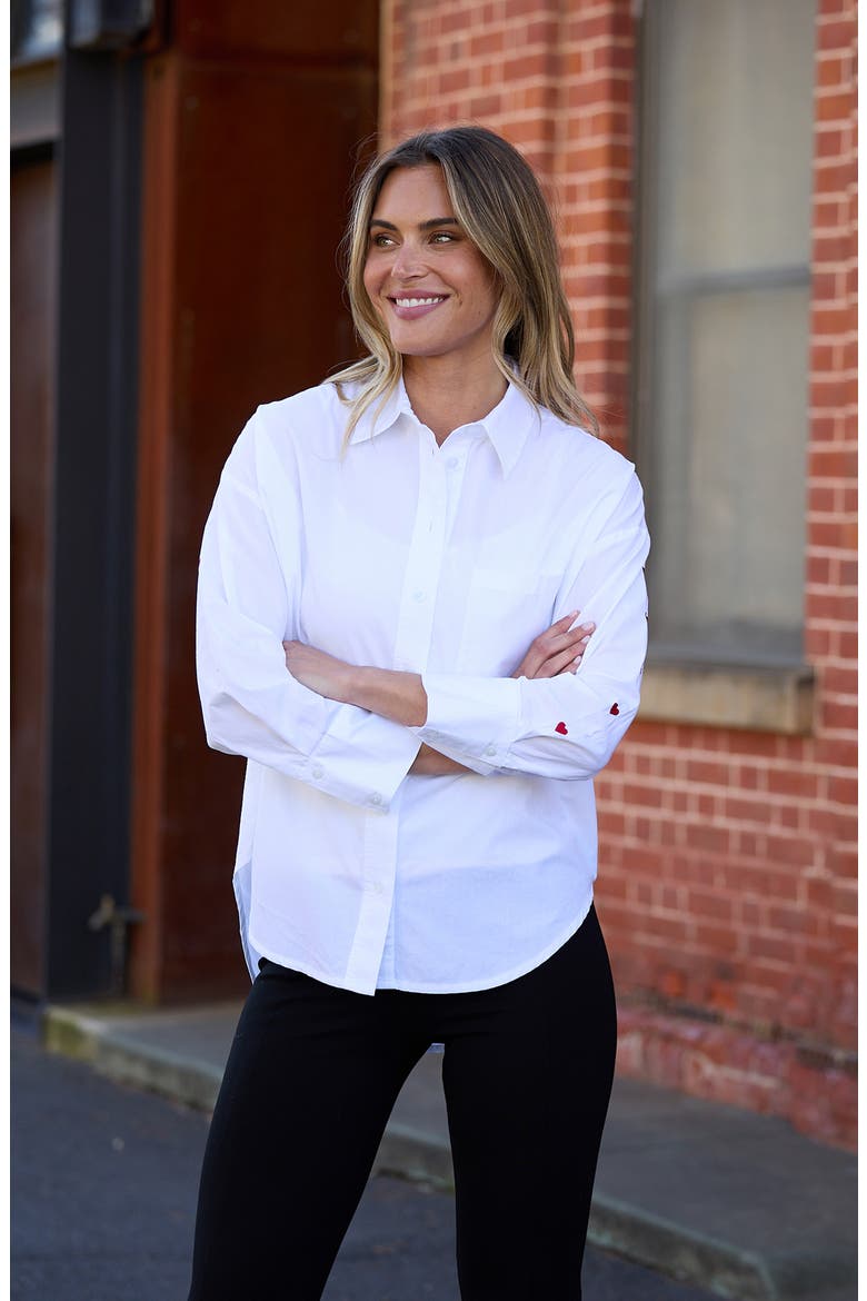Thea Cotton Shirt, Alternate, color, WHITE HEARTS