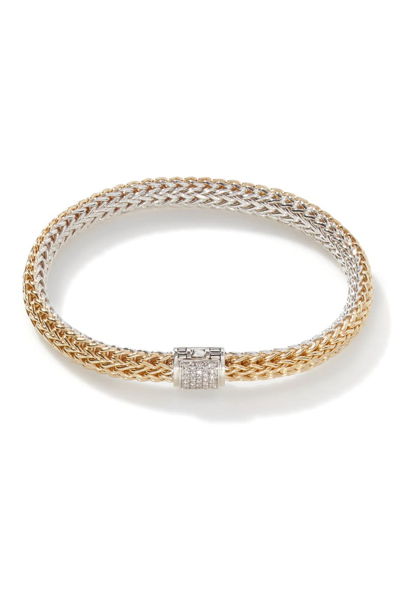 Icon Bracelet, Gold, Silver, Diamonds, 6.5mm, Alternate, color, GOLD