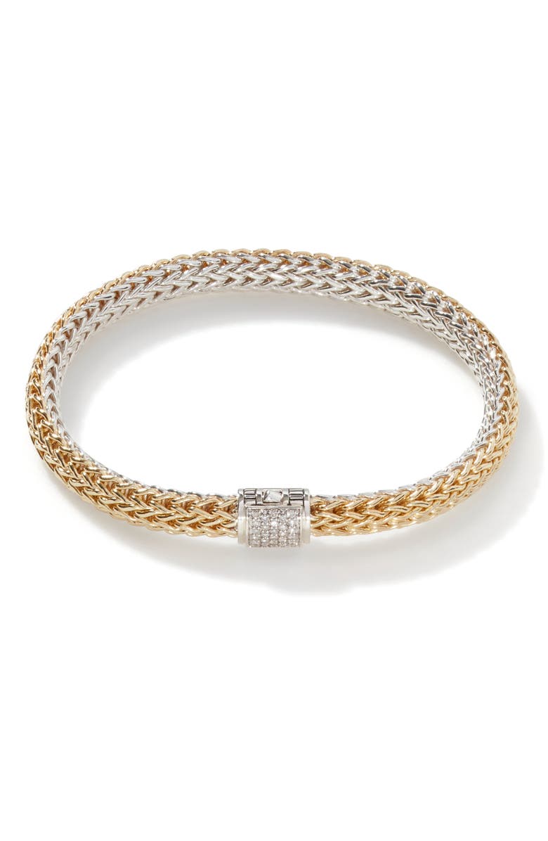 John Hardy Icon Bracelet, Gold, Silver, Diamonds, 6.5mm, Alternate, color, Gold