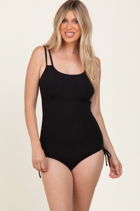 Ribbed Side Tie One Piece Swimsuit