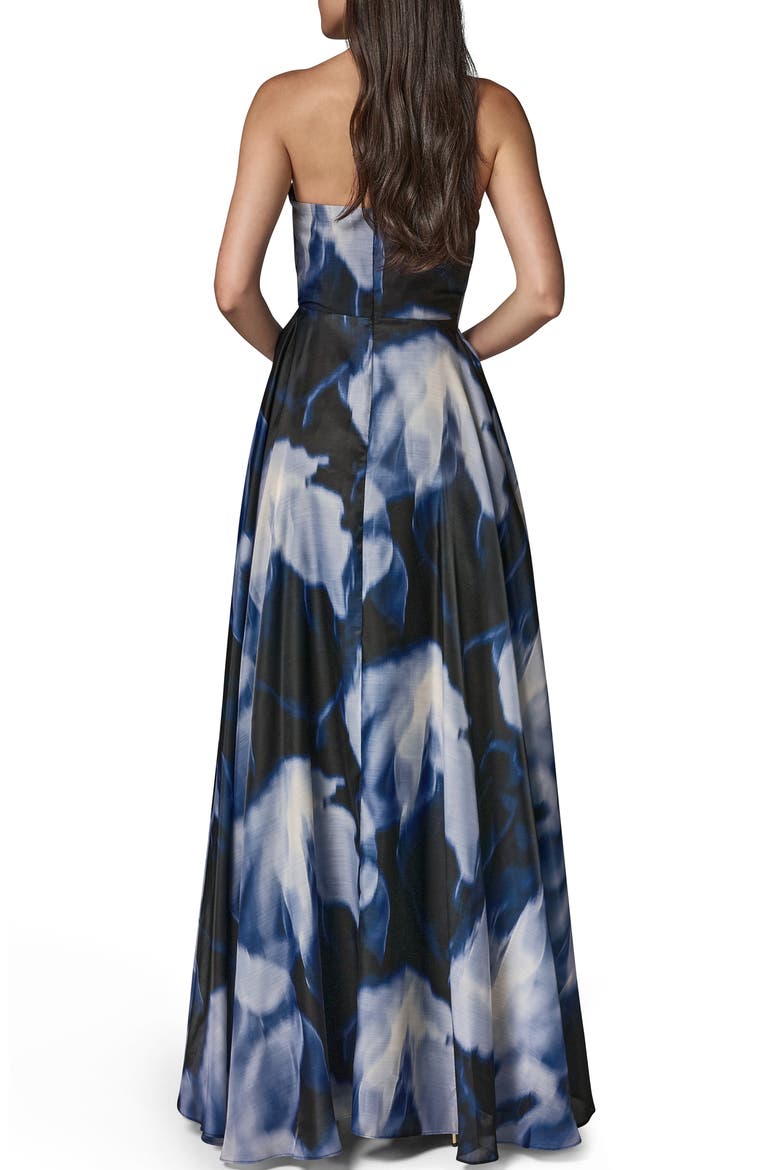 Floral Organza Strapless Gown, Alternate, color, NIGHT SKY