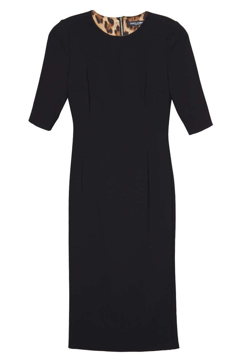 Stretch Wool Midi Dress, Alternate, color, BLACK