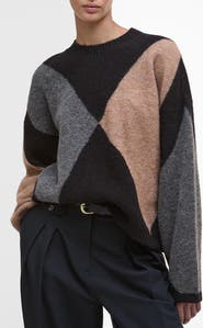 Barbour Sabrina Colorblock Wool Blend Crewneck Sweater