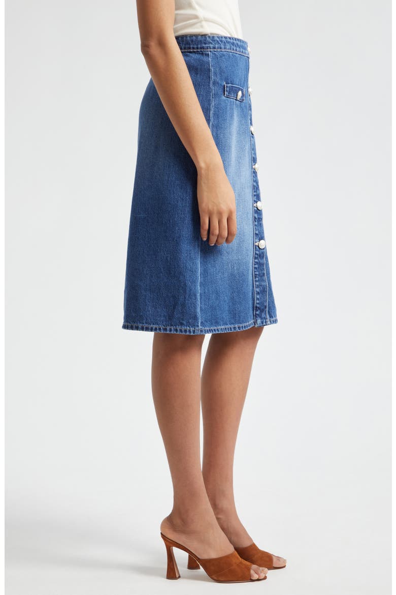 Landry Button Front Denim Skirt, Alternate, color, VERDUGO