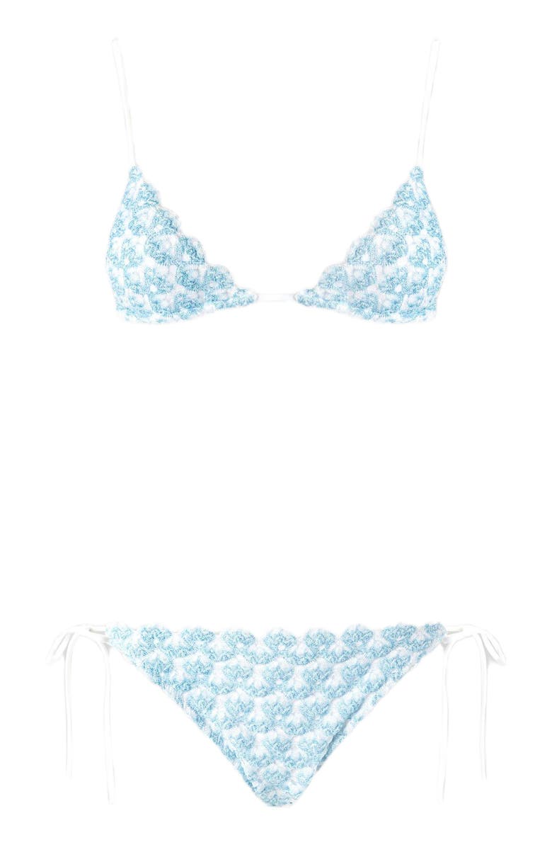 Missoni Lace Triangle Bikini With Lamé, Alternate, color, Light Blue